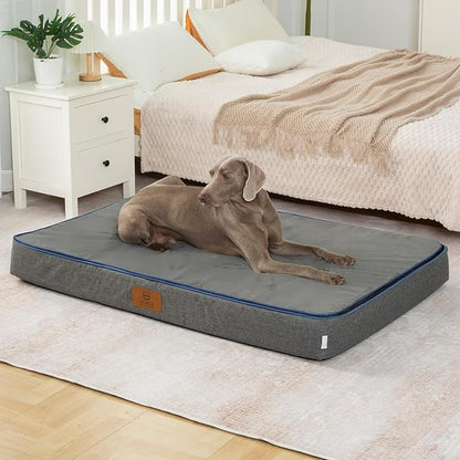 Orthopedic Memory Foam Giant Dog Bed - 6" Thick Beds for Large Sized Dog - Waterproof Removable Washable Cover & Wrap-Around Zipper - Ultimate Comfort & Easy Maintenance, Dark Grey