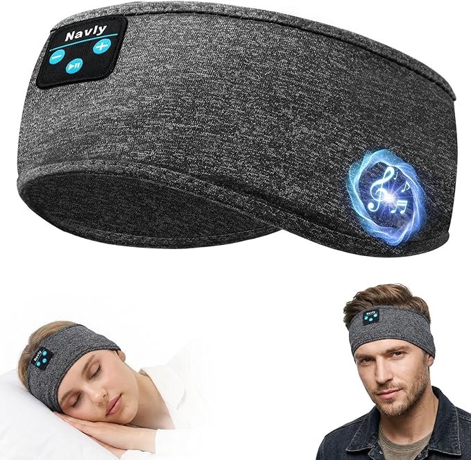 Navly Sleep Headphones, 12Hrs Sports Headband with Soft Cozy Earbuds Comfortable, Headphones Headband with Ultra-Thin HD Stereo Speakers Perfect for Workout,Running,Yoga,Travel