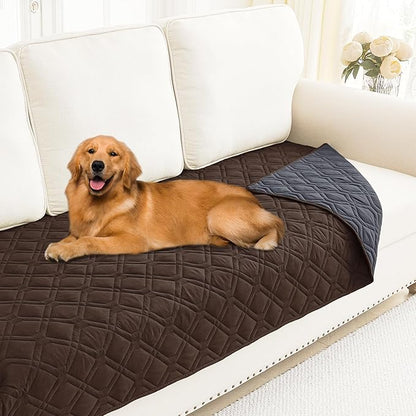 Smiry Reversible Waterproof Couch Covers for Sofa, Washable Dogs Couch Covers for 3 Cushion Sofa Pet Friendly, Water Resistant Furniture Protector Slipcover, Geometric (30"x70", Chocolate/Dark Grey)