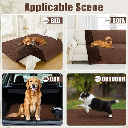 Smiry Waterproof Dog Bed Cover Blanket 40x80, Soft Reversible Pet Blanket, Washable Leakproof Cats Dogs Couch Cover for Sofa, Couch, Furniture, Brown/Chocolate