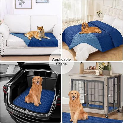 Smiry Reversible Waterproof Couch Covers for Sofa, Washable Dogs Pet Couch Covers for 3 Cushion Sofa Pet Friendly, Water Resistant Furniture Protector Slipcover, Geometric (30"x70", Navy/Blue)