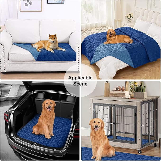 Smiry Reversible Waterproof Couch Covers for Sofa, Washable Dogs Pet Couch Covers for 3 Cushion Sofa Pet Friendly, Water Resistant Furniture Protector Slipcover, Geometric (68"x82", Navy/Blue)