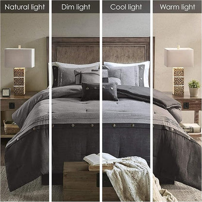 Madison Park Boone Cozy Comforter Set, Faux Suede, Deluxe Hotel Styling All Season Down Alternative Bedding Matching Shams, Decorative Pillow, Queen (90 in x 90 in), Rustic Grey 7 Piece,Dark Gray