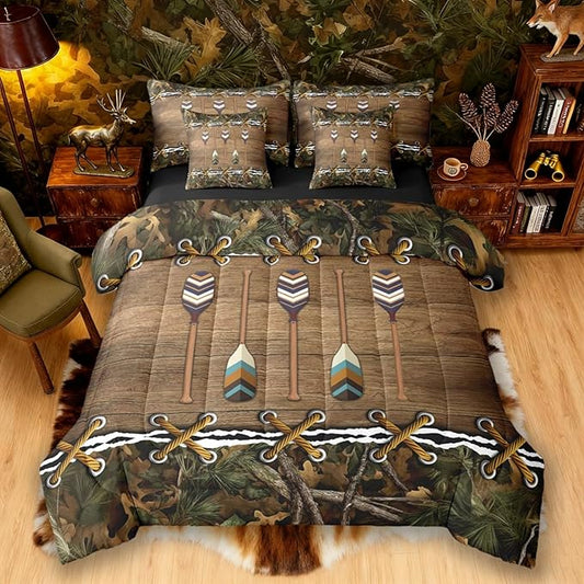 Camo Full Size Bed Sheets and Comforter Set | Lake Quant 7-Piece Bedding Set Mens Hunting Country Bed in a Bag, Farmhouse Woodland Animals Bed Sets,Camouflage Rustic Cabin Decor Camo Bed Set