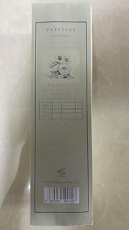 PRISTINE Ivory Coast Cotton/Inspired by Hyatt Hotel Scent Reed Diffuser for Home | Fresh Clean Sheet/Light Chamomile Reed Diffusers, Oil & Room Diffusers with Reed | Home Fragrance Scent Diffuser