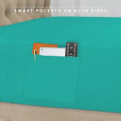 Elegant Comfort 8-Piece Pinch Pleated Comforter Set - All Season Complete Bed in a Bag, Includes 4pc Smart Sheet Set, Bed Skirt, Comforter, Matching Pillowcases and Shams, Twin/Twin XL, Teal