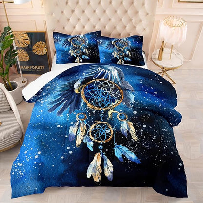 Tailor Shop Dream Catcher Comforter Sets Queen Size Blue Mandala Bedding Sets Bohemian Comforter Set for Kids Teens Girls Adults Galaxy Dream Catcher Bedding Sets with 1 Comforter 1 Pillowcases