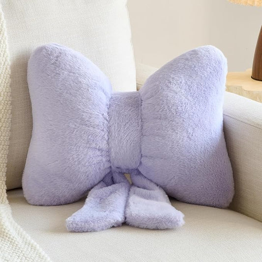 Xuyier Bow Pillows, Bow Shaped Decorative Throw Pillows for Couch Bed, Aesthetic Cute Home Decor Accent Pillows (Lavender Purple, Large-16 Inches)