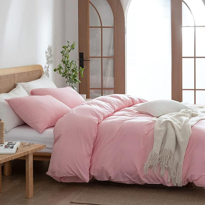 Pink Comforter Set - Twin, 2 Pieces, Soft, Lightweight, Warm & Fluffy, All Seasons, 1 Comforter & 1 Pillowcase