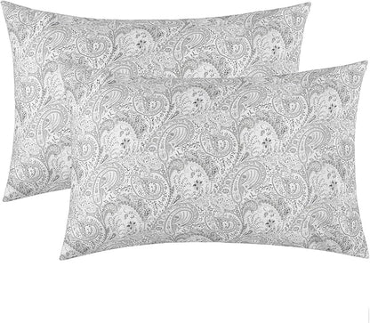 Mellanni Pillow Cases - Luxury, Extra Soft, Cooling Pillow Covers - 2 PC Iconic Collection Pillowcases - Envelope Closure (King 20" x 40", Paisley Gray)
