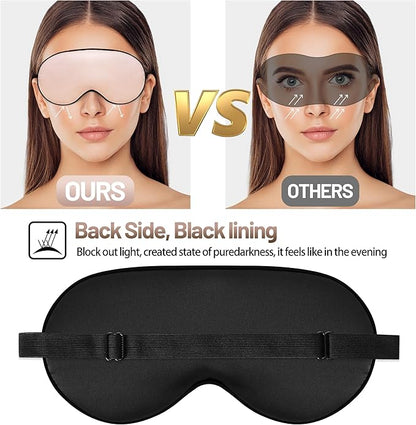 Silk Eye Sleep Mask - Adjustable Strap, Comfortable & Soft Satin Eye Mask, Blindfold Eyeshade for Men & Women for A Full Night's Sleep (Pink)