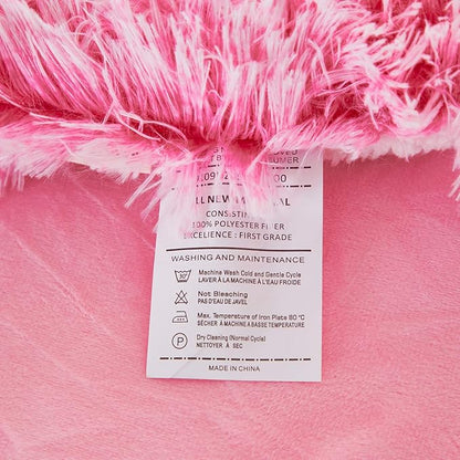 Luxury Faux Fur Shaggy Fluffy Comforter Set Full/Queen Size Mixed Blush Pink and White Long Hair, 3 Pieces Plush Flannel Sherpa Backing Reversible Soft Microfiber Bedding Set Super Warm for Winter