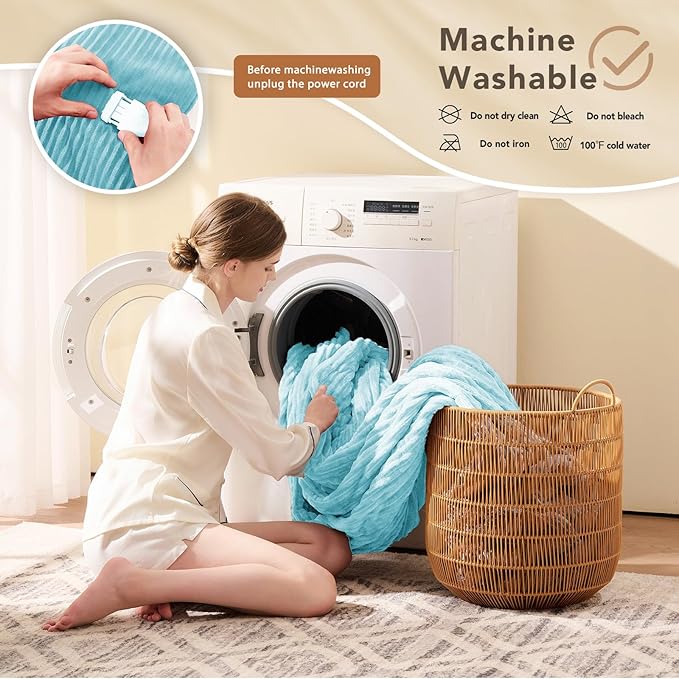 Homemate Electric Heated Blanket Full Size - 72"x84" Heating Blanket Full Size 1/2/4/6/8 Hours Auto-Off 10 Heat Level Over-Heat Protection Soft Flannel Sherpa ETL Certification