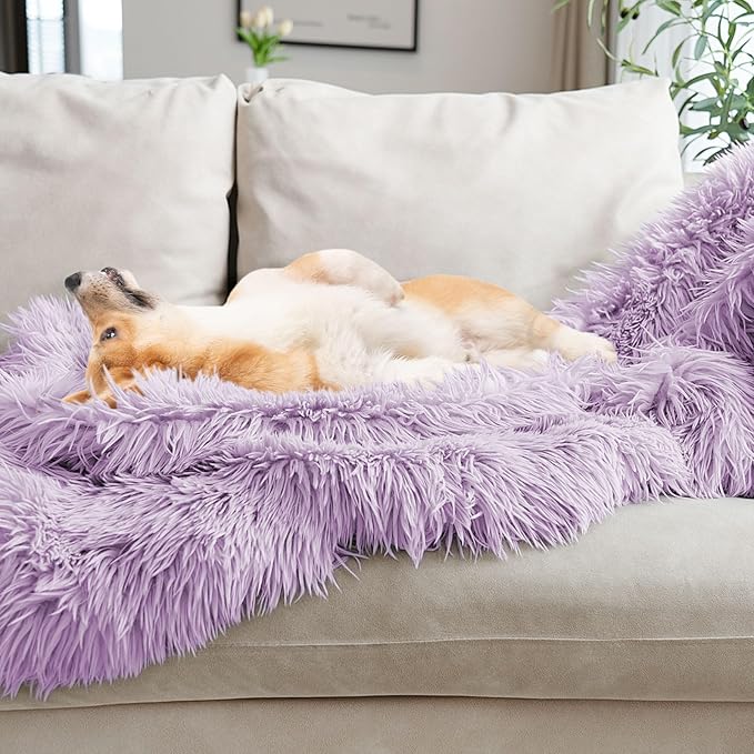 JONIYEAR Extra 2.8" Long Hair Fluffy Faux Fur Throw Blanket 50" x 60",Luxury Soft Decorative Fuzzy Furry Blankets for Couch, Cozy Plush Shaggy Blankets for Sofa Bed, Cute Lovely Blanket for Pet,Purple
