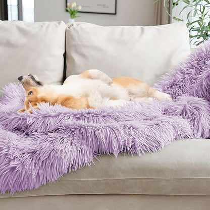 JONIYEAR Extra Large Decorative Fluffy Faux Fur Blanket Queen Size 80" x 90", Soft Luxury Lightweight Furry Blankets, Solid Cozy Shaggy Plush Thick Warm Fuzzy Blankets for Winter Bed Couch, Purple