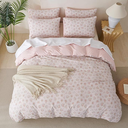 Floral Queen Comforter Set 3 Pieces Soft Cute Floral Bedding Comforter Lightweight Garden Style Queen Floral Botanical Comforter Set for All Seasons 1 Comforter and 2 Pillowcases