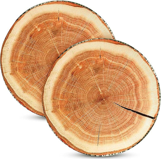 Queekay 2 Pcs Round Throw Pillow Decorative Wood Slice Floor Cushion 3D Digital Printing Forest Decor Soft Circle Pillow Cute Stump Camping Memory Foam for Home Chair Bedroom Decor(Emulation)
