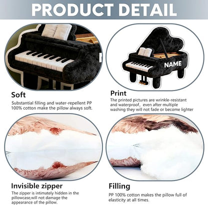 Custom Piano Shaped Pillow Personalized Double-Sided Printed Cute Pillow Customized Christmas Party Commemorative Gift Sofa Decorative for Boys and Girls 8-32in