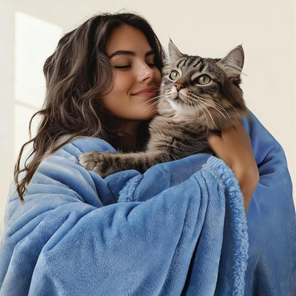 Luciphia Waterproof Pet Blanket, Liquid Pee Proof Dog Blanket for Sofa Bed Couch, Reversible Sherpa Fleece Furniture Protector Cover for Small Medium Large Dogs Cats, Navy Blue Small（40" x 28"）