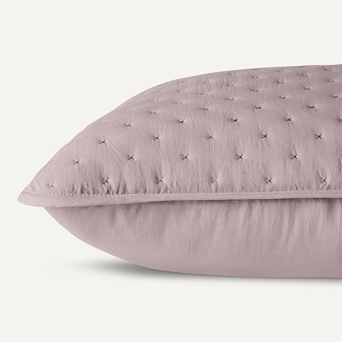 Amazon Basics Brushed Microfiber Quilt Set, Extra Soft with Natural Texture, 3-Piece, Queen/Full, Purple