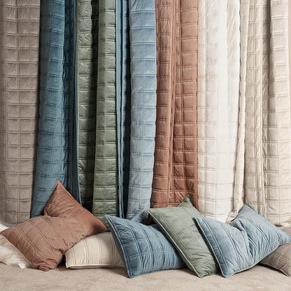 EVERGRACE 3 Pieces Luxurious Velvet Quilt Queen Size, Ultra Soft Bedspread Coverlet Set, Double Box Stitch Lightweight Velvet Comforter for All Season with 2 Shams, Terracotta Clay, 108"x96"