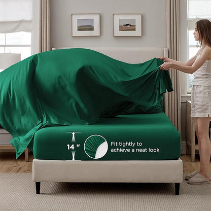 Bedsure Twin Comforter Set Dark Green - Bed in a Bag Twin Size 5 Pieces, GentleSoft™ Pintuck Bed Set Gift for Family, Pinch Pleat Dark Green Comforter with Sheets, Pillowcase & Sham