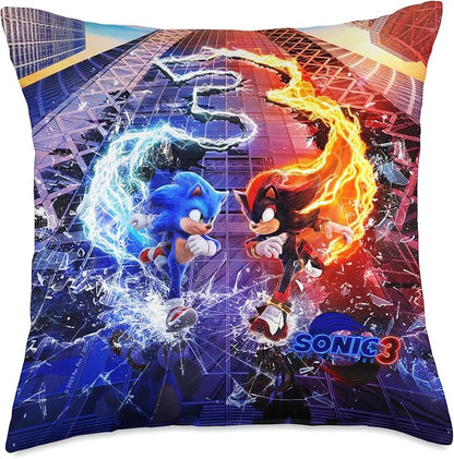 Sonic The Hedgehog 3 - Sonic VS Shadow Throw Pillow