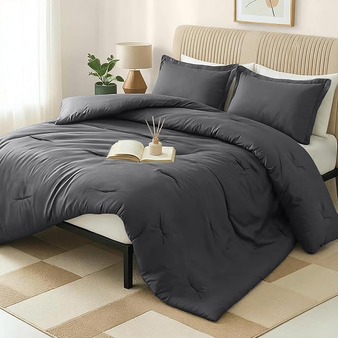 King Comforter Set 3 Piece Grey by Utopia Bedding, Comforters King Size, Bedding Comforters Sets, Down Alternative Soft Bed Set, 1 Comforter (90 x 102 inches) 2 Pillow Shams (20 x 36 inches)