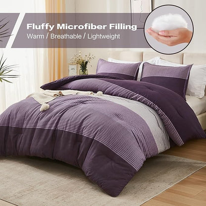 Litanika Purple Twin/Twin XL Comforter Set - 2 Pieces Twin Extra Long Size Lightweight Bedding Comforter Set, All Season Down Alternative Comforter (1 Comforter, 1 Pillowcase)