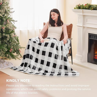Homemate Electric Blanket Heated Twin Size - 62“x84“ Ultra Soft Cozy Flannel Heating Blanket with 10 Fast Heat Levels 8 Hours Auto Off Over-Heated Protection ETL Certification Keep Warm in Home