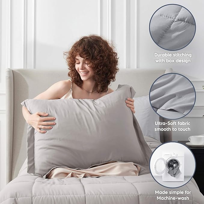 Nestl 5 Piece Twin XL Comforter Set – Linen Reversible Bed in a Bag – Complete Twin XL Size Bedding Set with Sheets, Pillowcase and Sham