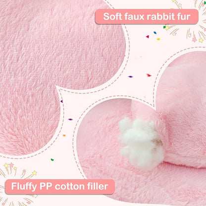 Pink Heart Pillow,Soft Heart Shaped Pillow with Faux Rabbit Fur for Bed Sofa Couch Home Decor,Cute Heart Shaped Throw Pillows for Girls Women Valentine (mini - 12.9" x 9.8")