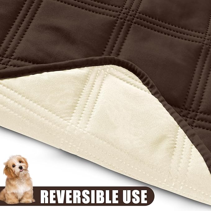 Smiry Waterproof Dog Bed Cover Blanket 68x82, Soft Reversible Pet Blanket, Washable Leakproof Cats Dogs Couch Cover for Sofa, Couch, Furniture, Chocolate/Beige