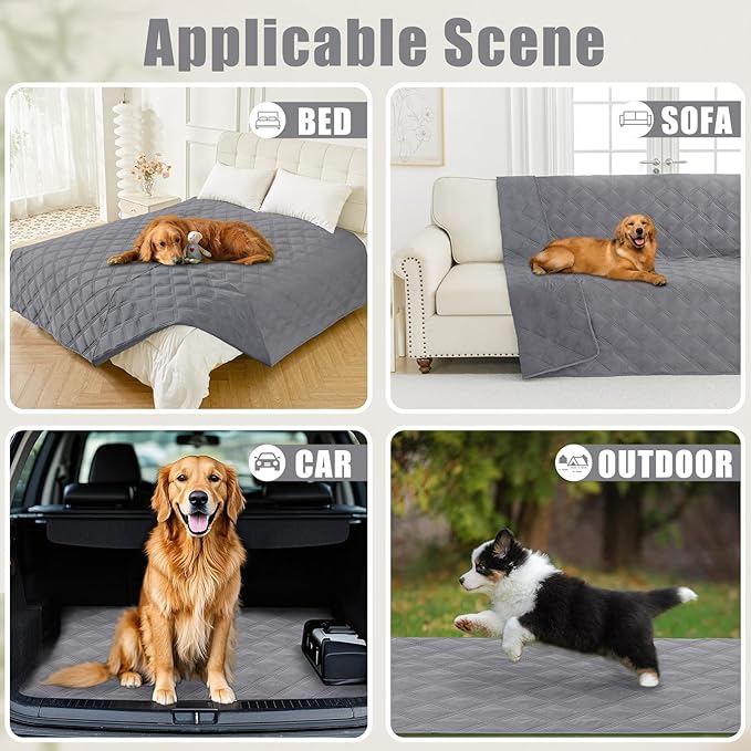 Smiry Waterproof Dog Bed Cover Blanket 30x70, Soft Reversible Pet Blanket, Washable Leakproof Cats Dogs Couch Cover for Sofa, Couch, Furniture, Grey/Grey