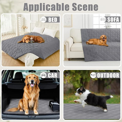 Smiry Waterproof Dog Bed Cover Blanket 40x50, Soft Reversible Pet Blanket, Washable Leakproof Cats Dogs Couch Cover for Sofa, Couch, Furniture, Grey/Grey