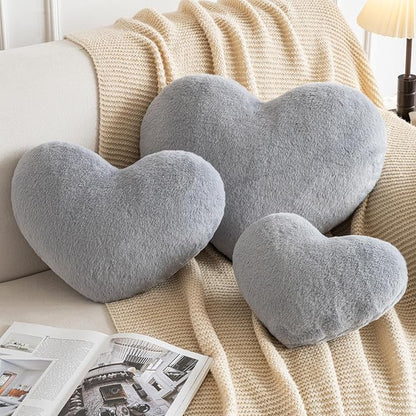 Xiashrk Heart Pillow, Heart Shaped Pillow for Bed Couch, Soft Decorative Heart Throw Pillow, Cute Decorate Pillows, Heart Pillows for Bedroom Living Room (Light Grey, Large 19.6"x15.7")