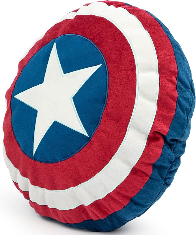 Jay Franco Marvel Avengers Captain America's Shield Shaped Decorative Pillow - Kids Super Soft Throw Plush Pillow - Measures 16 Inches (Official Marvel Product)