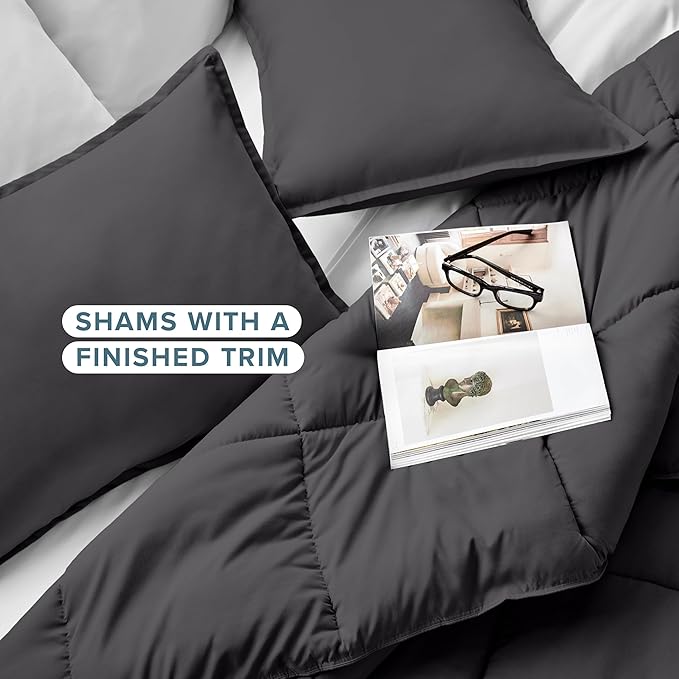 Bare Home Comforter Set - King/California King Size - Ultra-Soft - Goose Down Alternative - Premium 1800 Series - All Season Warmth (King/Cal King, Forged Iron Grey)