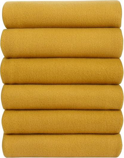 Fleece Throw Blankets Bulk Fleece Blankets Solid Wholesale Lightweight Warm Soft for Pet Bed Sofa Couch Office Wedding Gifts Travel Seasons Yellow 50x60 Inches Pack of 6