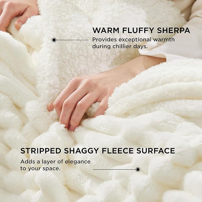 Bedsure Sherpa Blanket Twin Size for Couch - Super Soft, Cozy Fleece Thick Warm Blanket for Winter, GentleSoft Plush & Fluffy Christmas Throw Gift for Women, Home Room Decor, White, 60x80 Inches
