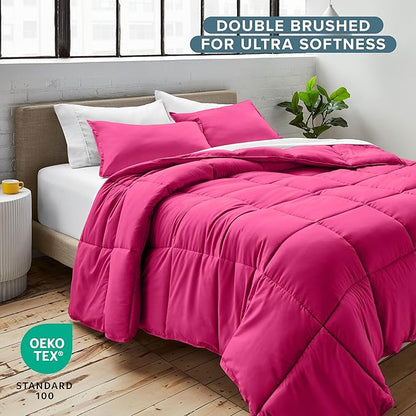 Bare Home Kids Comforter Set - Twin/Twin Extra Long Size - Ultra-Soft - Goose Down Alternative - Premium 1800 Series - All Season Warmth (Twin/Twin XL, Pink)