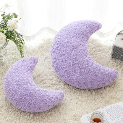 Moon Pillow, Decorative Throw Pillow with Soft Plush for Couch Bed, Cozy Moon Decorative Pillows for Bedroom Living Room, Home Décor Comfort Gift (Lavender Purple, 19.6 Inches)