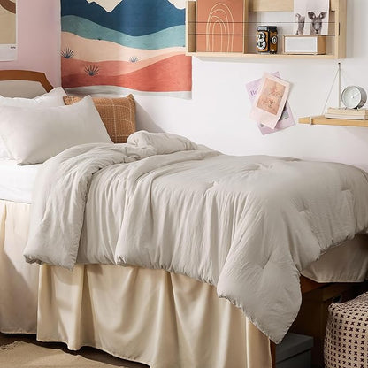 Bedsure Twin/Twin XL Comforter Set, Beige Soft Prewashed Bedding for All Seasons, 2 Pieces GentleSoft™ Bed Set, 1 Lightweight Comforter (68"x88") and 1 Pillowcase (20"x26")