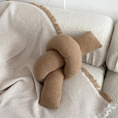 Khaki Knot Pillow Long Shaped Soft Knot Plush Pillow Cushion Home Decoration Throw Pillows for Sofa Bedroom Car Office Gift