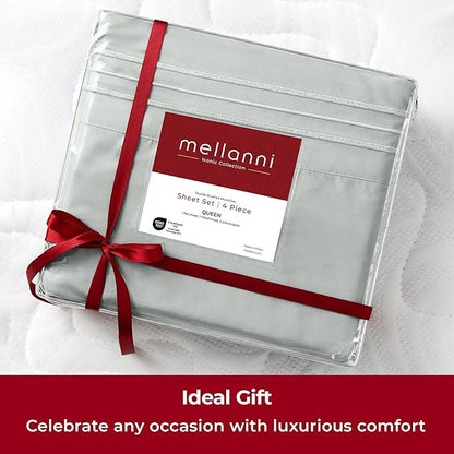 Mellanni Extra Deep Queen Sheets - 4 PC Iconic Collection Bedding - Hotel Luxury, Ultra Soft, Cooling Bed Sheets - Wrinkle, Fade, Stain Resistant (Queen, Spa Mint)
