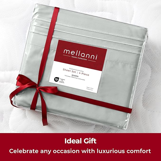 Mellanni Extra Deep Full Sheets - 4 PC Iconic Collection Bedding - Hotel Luxury, Ultra Soft, Cooling Bed Sheets - Wrinkle, Fade, Stain Resistant (Full, Spa Mint)