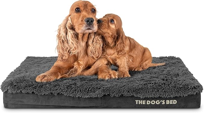 The Dog’s Bed Orthopedic Memory Foam Dog Bed Mattress, Fur Fabric, Grey Fur, L, 4-Inch