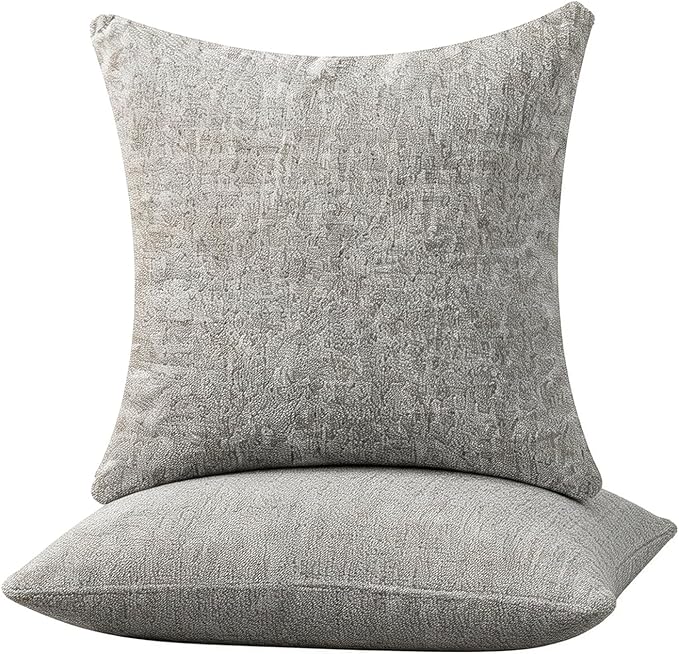 Decorative Couch Pillow Covers SofaThrow pillows with inserts included Bohemian-Style Country Cushion Cover Suitable for Beds, Sofas, Living Rooms, and Home Decor 2pack 18X18 inch.(Cement Grey)