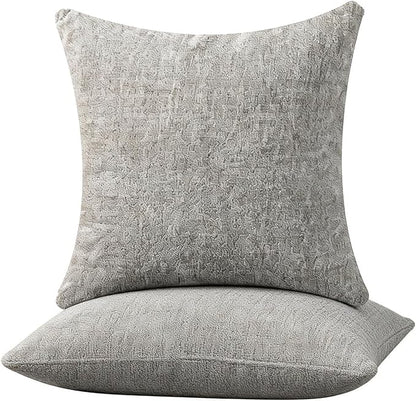 Decorative Couch Pillow Covers SofaThrow pillows with inserts included Bohemian-Style Country Cushion Cover Suitable for Beds, Sofas, Living Rooms, and Home Decor 2pack 18X18 inch.(Cement Grey)