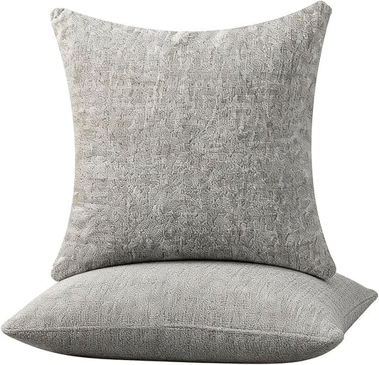 Decorative Couch Pillow Covers SofaThrow pillows with inserts included Bohemian-Style Country Cushion Cover Suitable for Beds, Sofas, Living Rooms, and Home Decor 2pack 18X18 inch.(Cement Grey)